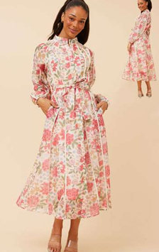 Peach Piping detail dress