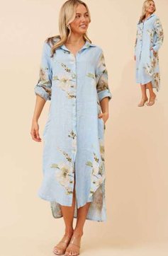 Pale Blue Linen Maxi dress