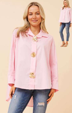 Pink Cotton High back shirt