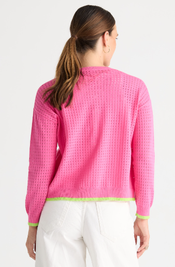 Hot Pink Pointelle Zip Cardi