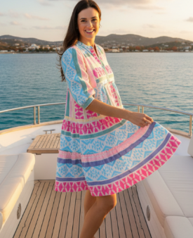 Aqua/Pink Cotton Dress