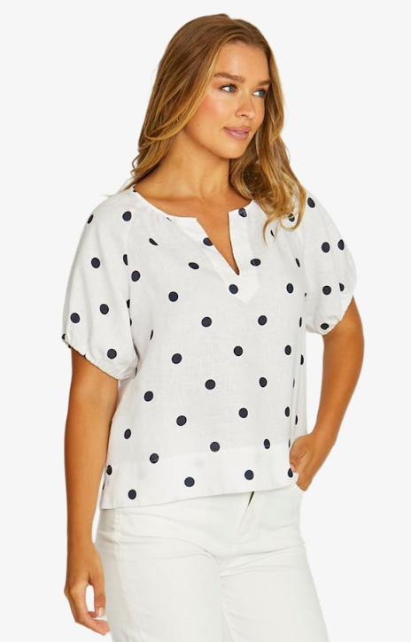 Spot Navy Cotton Blouse