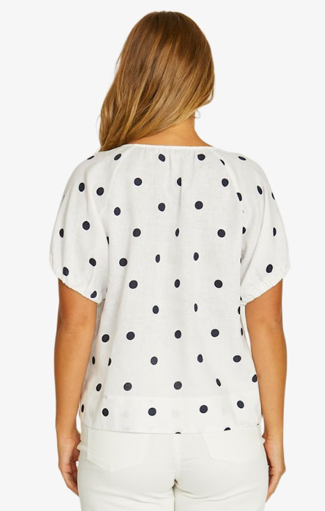 Spot Navy Cotton Blouse