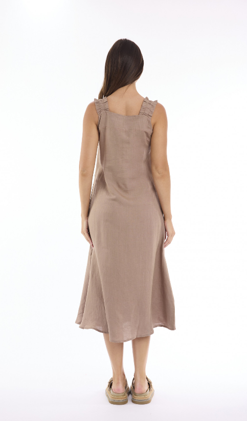 Linen Strappy Mocha dress
