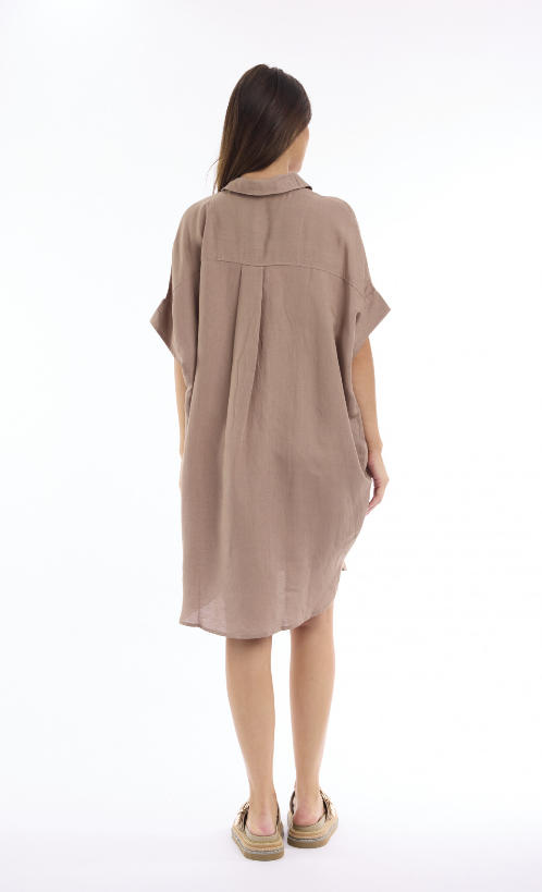 Mocha Linen Collar dress