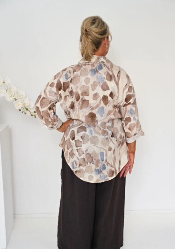 Lamonde Beige Linen Blouse