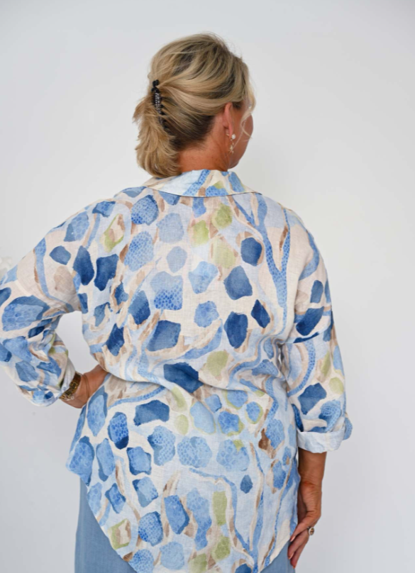 Lamonde blue linen shirt