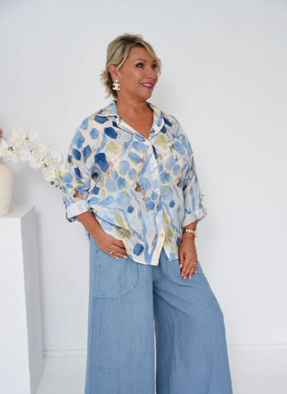 Lamonde blue linen shirt