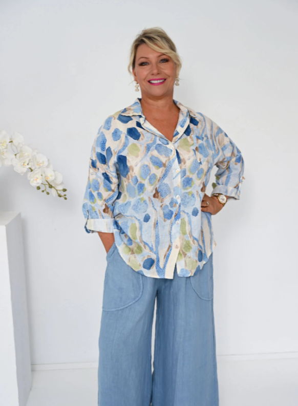 Lamonde blue linen shirt