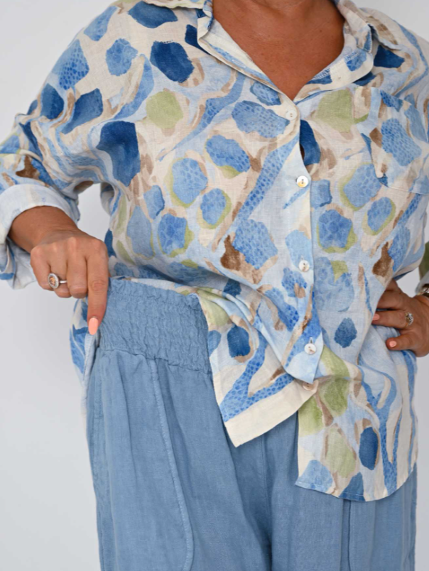 Lamonde blue linen shirt