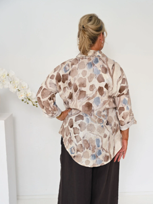 Lamonde Beige Linen Blouse