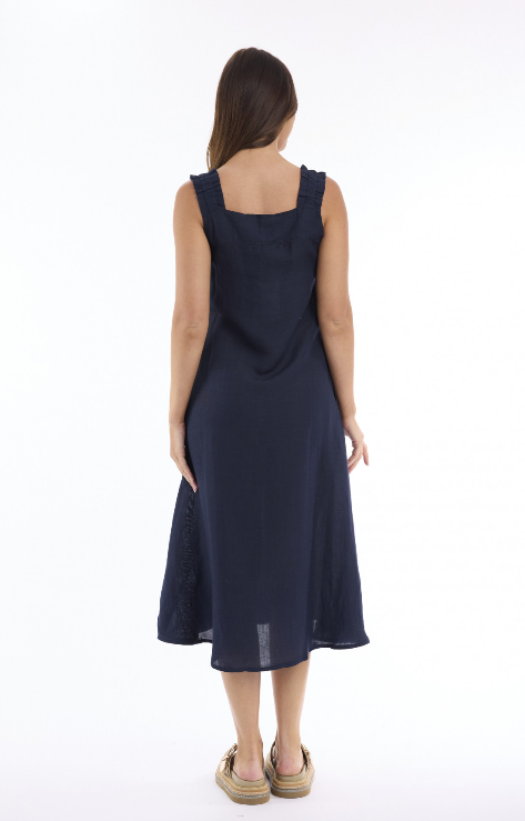 Strappy Navy linen dress