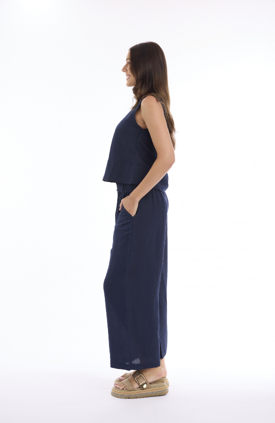 Navy Linen Cami