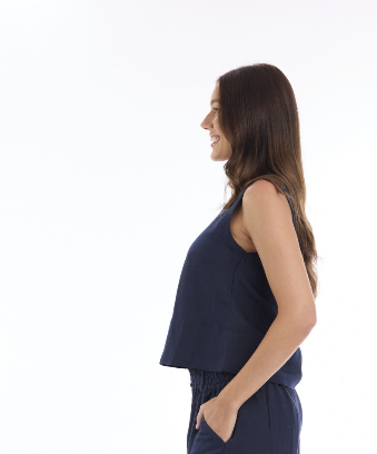Navy Linen Cami