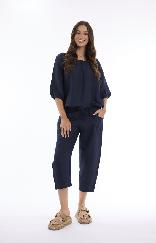 Linen Navy Pants