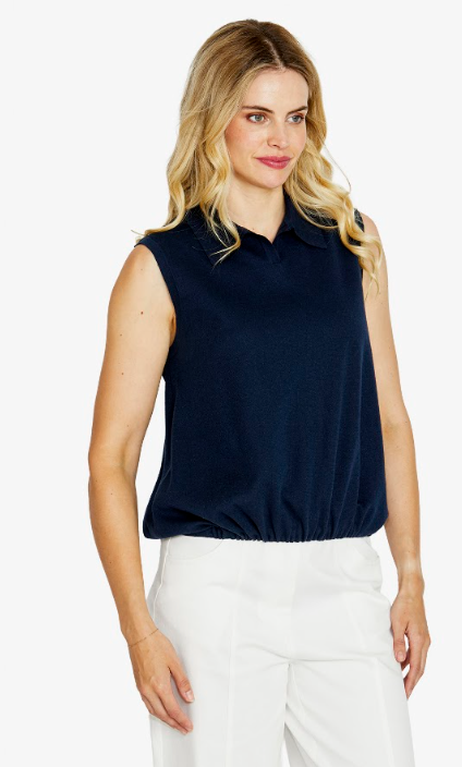 Elia Knit Polo Top Navy