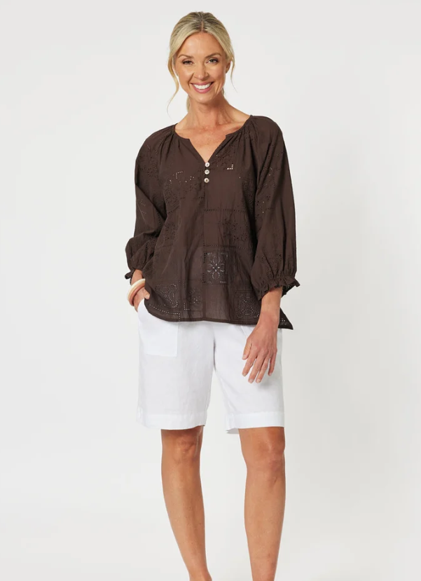 GS Jordon white linen shorts