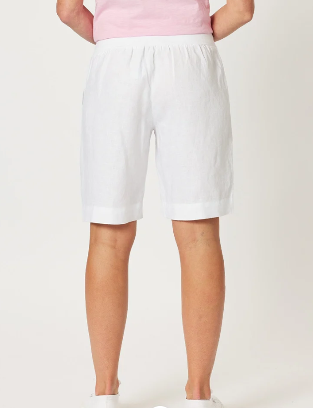 GS Jordon white linen shorts