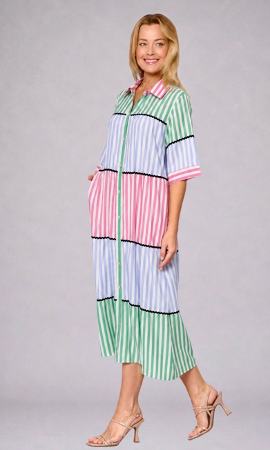 Stripe Cotton Tiered dress