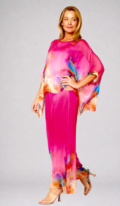 Hot pink silk Pants