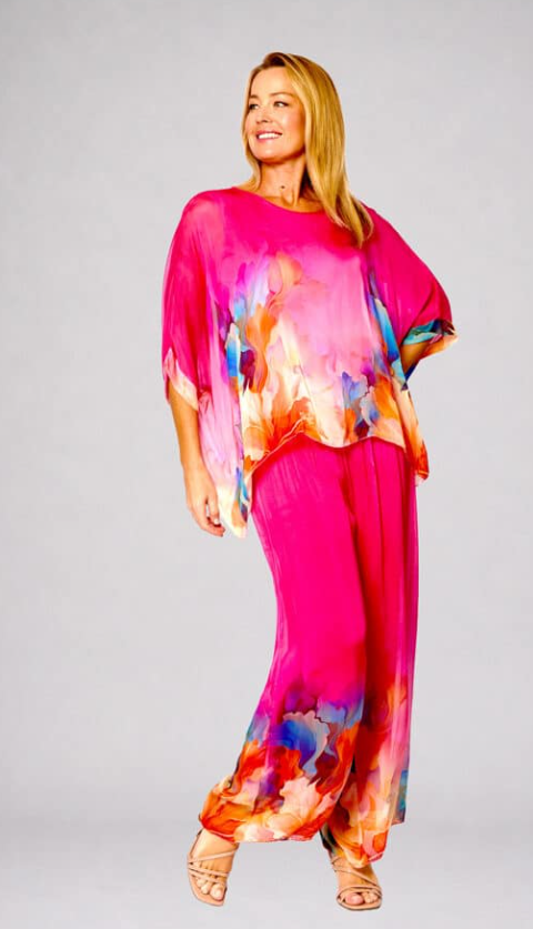 Kaftan hot Pink/Teal Blouse