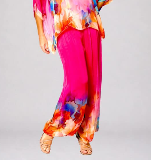 Hot pink silk Pants