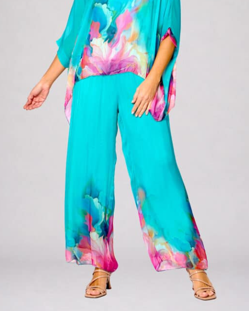Teal Silk Pants