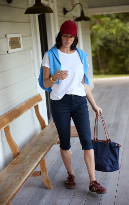 Navy 5 Pocket Capri