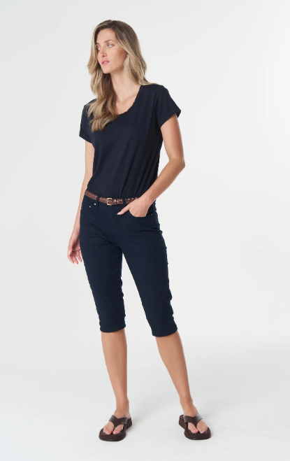 Navy 5 Pocket Capri
