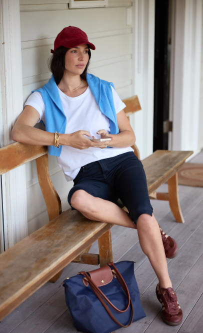 Navy 5 Pocket Capri
