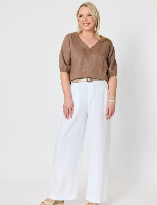 GS Mocha Anna Linen top