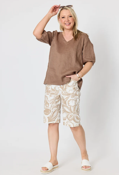 GS Mocha Anna Linen top