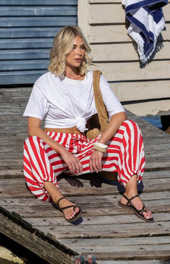 Xmas Striped Red cotton Pants