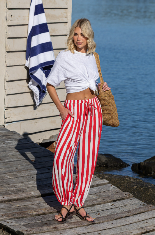 Xmas Striped Red cotton Pants