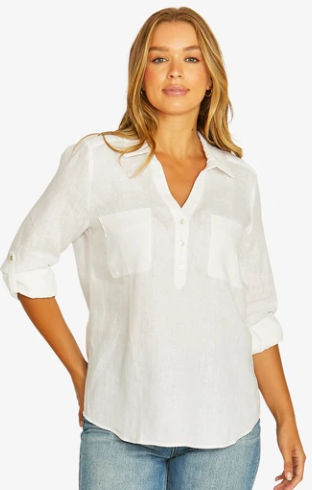 White linen Placket shirt
