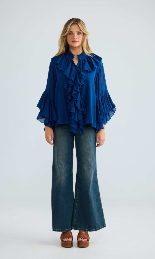 Navy Maika frill shirt