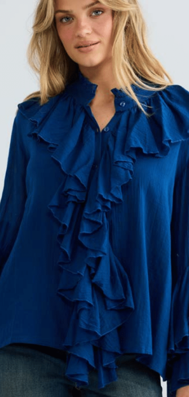 Navy Maika frill shirt