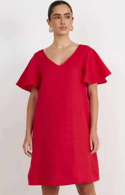 Theo Linen Red Dress