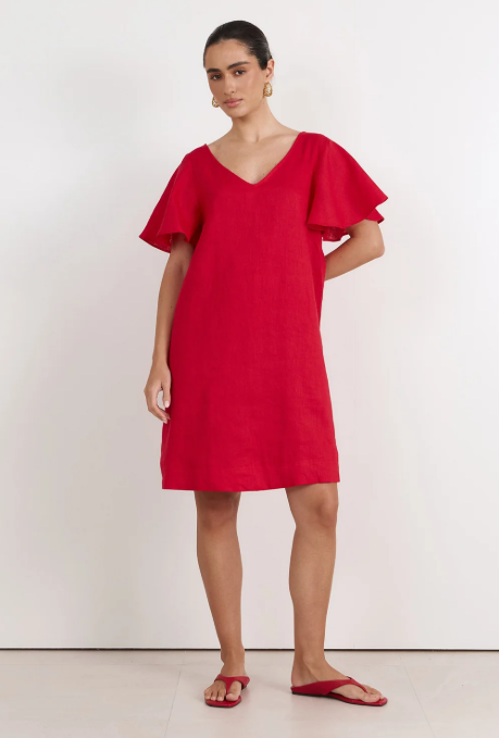 Theo Linen Red Dress