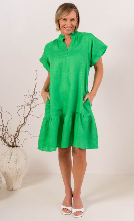 Deep Emerald linen dress