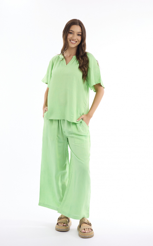 Linen Mint wide blouse