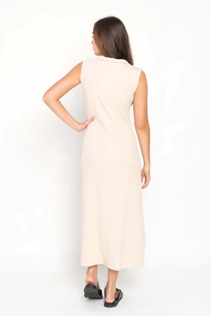 Chloe V neck dress cream