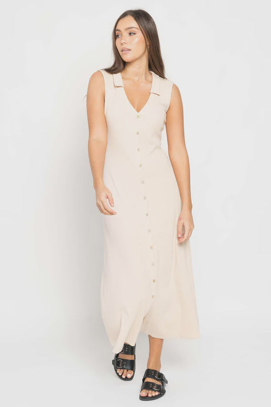 Chloe V neck dress cream