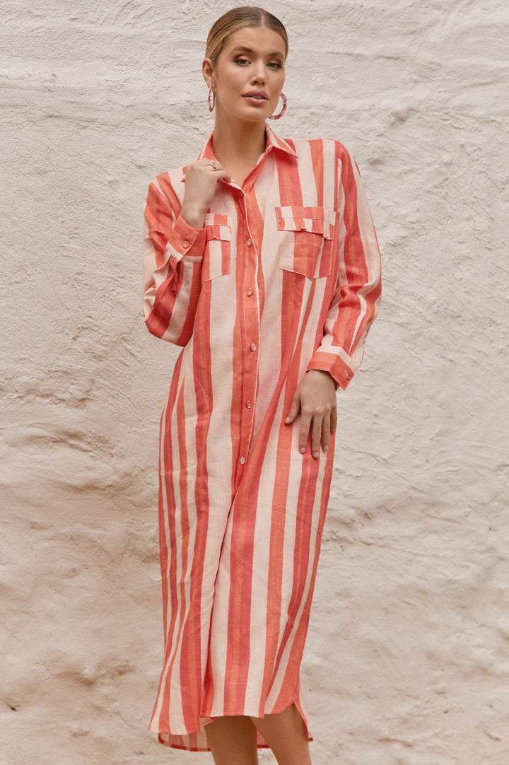 Carly stripe Linen dress