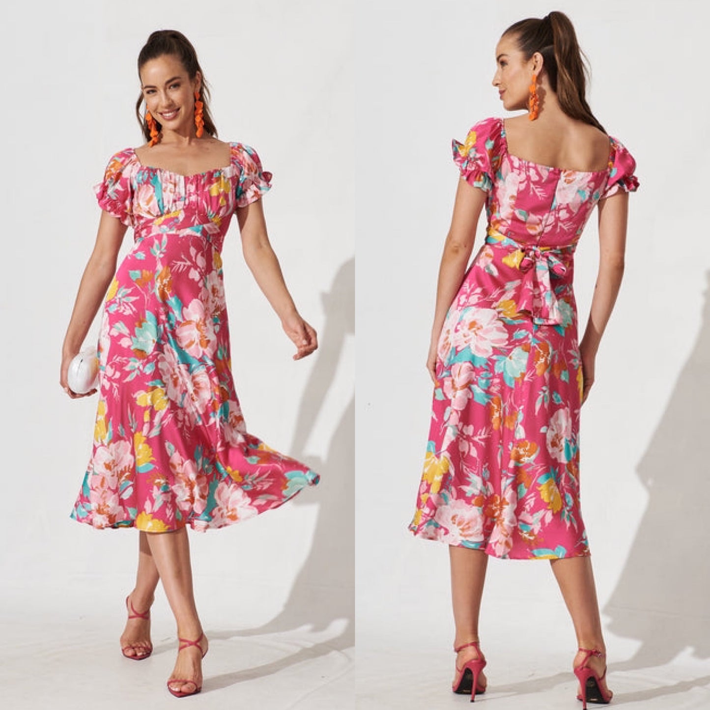 floral v dress pink