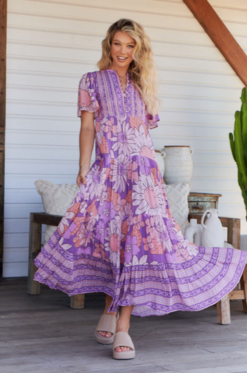 Purple Print Yoli Maxi dress