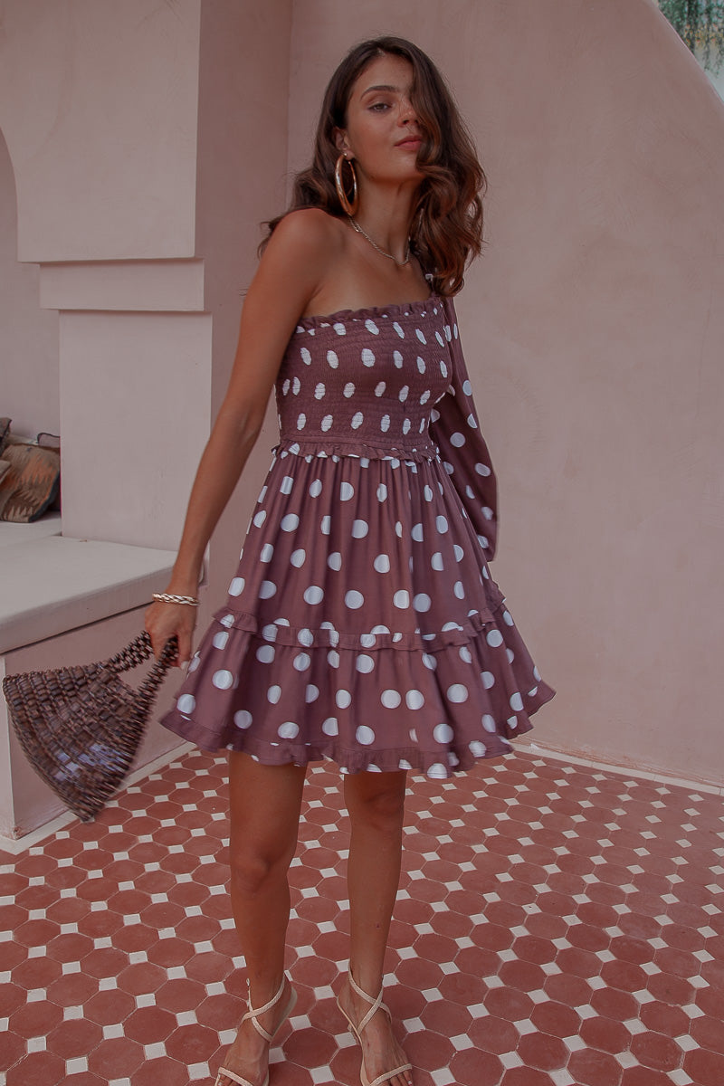 Umma Polka Dot One Sleeve Dress