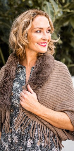 Faux Knit Poncho Mocha