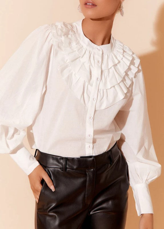 Lou voile frill shirt white