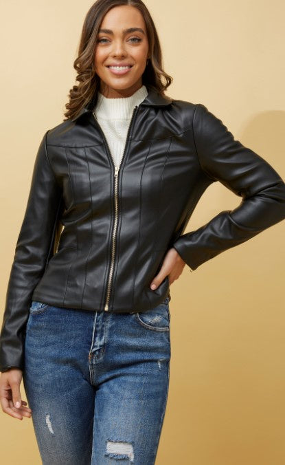 Pleather zip  Jacket black